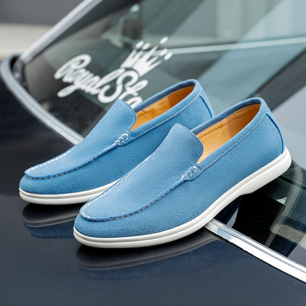 Men’s Genuine Suede Leather Loafers – Casual Office Boat Shoes with Custom Services