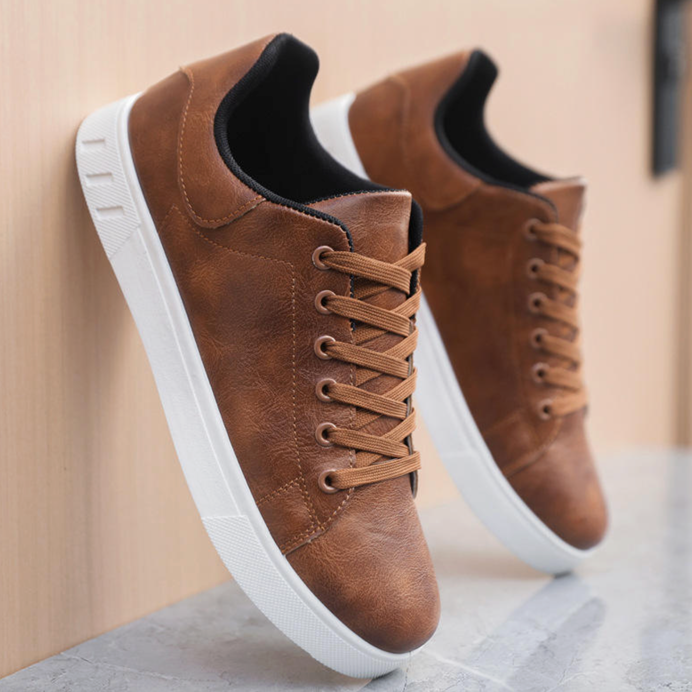 Men’s Plus-Size Casual Leather Shoes – Fashion Platform Loafers & Lace-Up Skate Shoes with Anti-Slip Sole