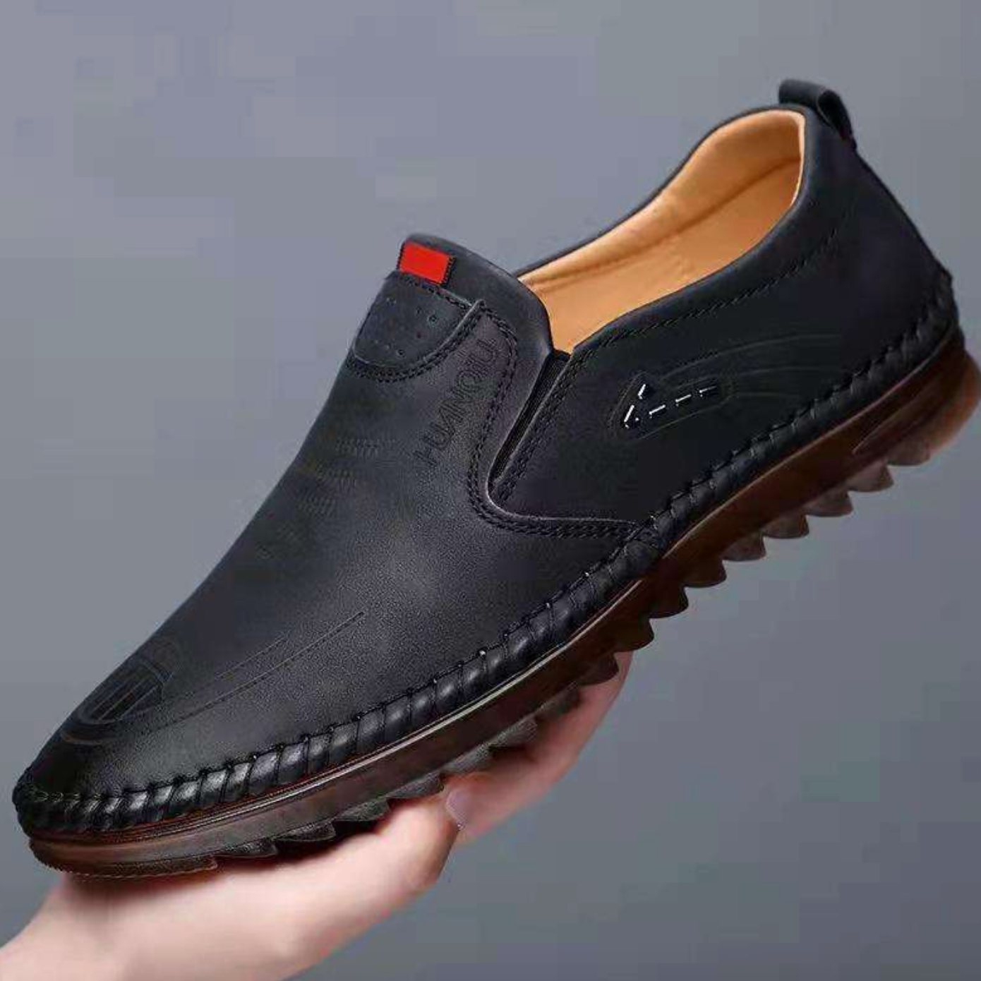 Walking Style Shoes for Winter PU Leather Upper Rubber Out-sole Men's Casual Flat Loafers Men Slip-on Dress Shoes Loafers