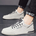 Men’s Waterproof Slip-On Casual Leather Shoes – Low-Top Sporty Flats with Round Toe & Rubber Sole
