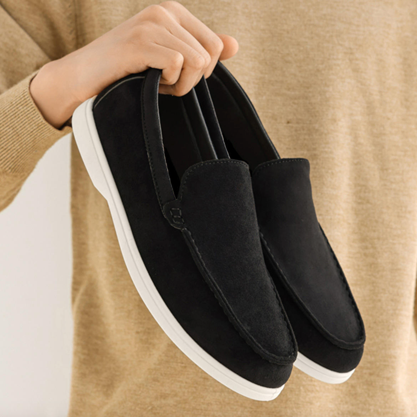 Men’s British-Style Suede Loafers – Classic Breathable Non-Slip Casual Shoes for Spring