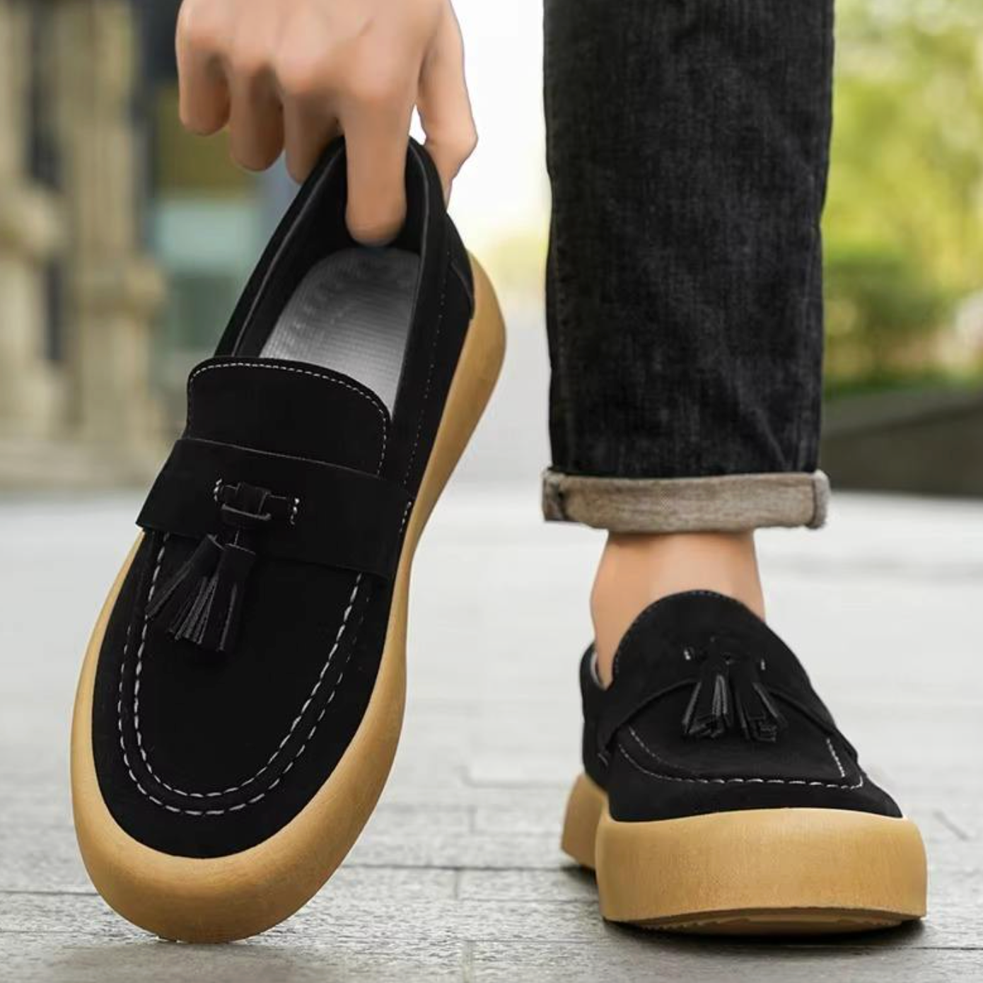 Men’s Luxury Suede Loafers – High-Quality Flat Casual Walking Shoes for All Seasons