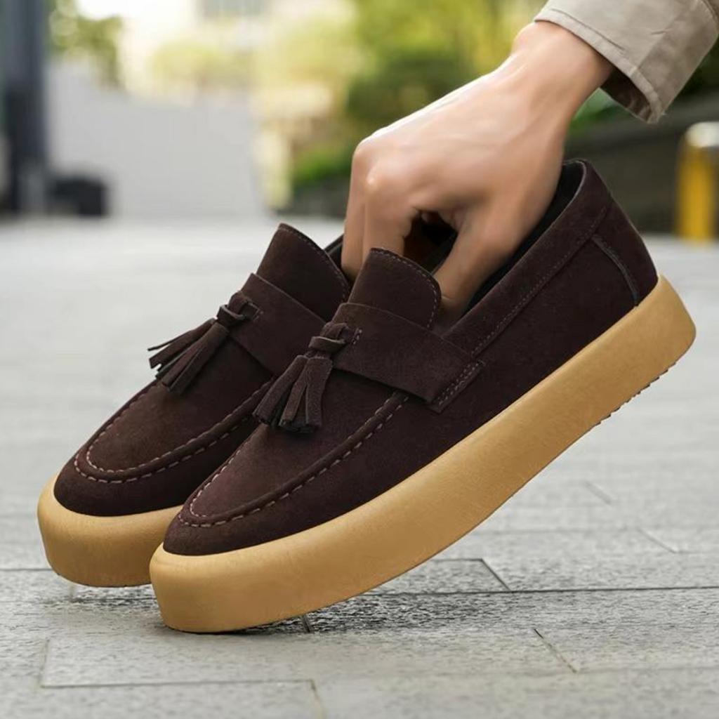 Men’s Luxury Suede Loafers – High-Quality Flat Casual Walking Shoes for All Seasons