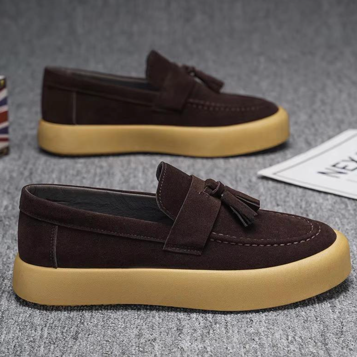 Men’s Luxury Suede Loafers – High-Quality Flat Casual Walking Shoes for All Seasons