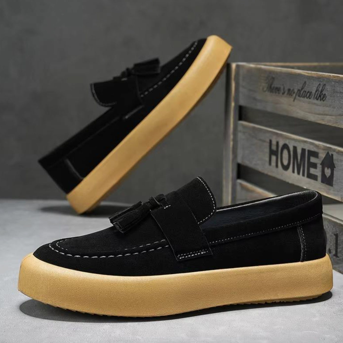 Men’s Luxury Suede Loafers – High-Quality Flat Casual Walking Shoes for All Seasons