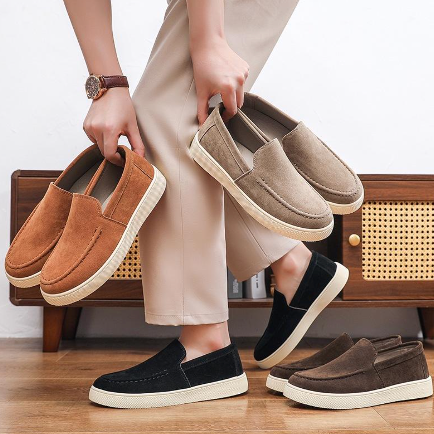 Men’s Lightweight Slip-On Casual Sneakers – Breathable Easy-Wear Loafers for Everyday Commuting