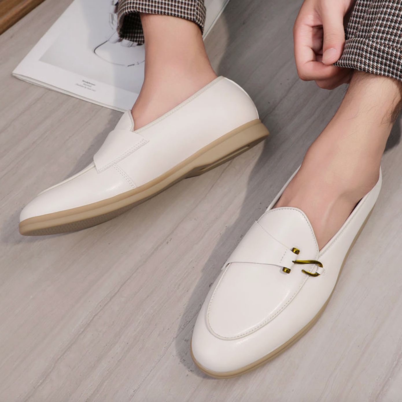 Men’s Lightweight Breathable Slip-On Shoes – Large-Size PU Leather Casual Dress Flats for Summer